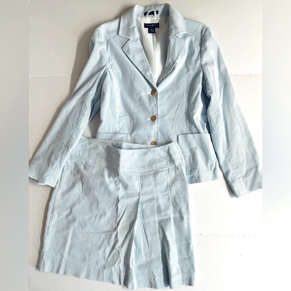 Eddie Bauer Seercuker Skirt Suit Set